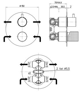 Встраиваемый смеситель для ванны Paini Cox Grip 7GCR6911 хром